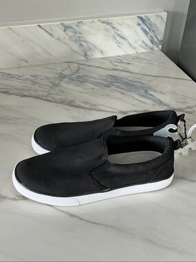a new day Black Slip-On Boat Shoes with White Sole